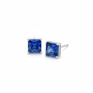 Solid 925 Sterling Silver Natural Blue Sapphire Push Back Stud Earrings 6.7mm